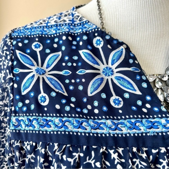 Anthropologie Kas New York Grazia Floral Embroidered Midi Peasant Dress Size XS - Picture 10 of 12